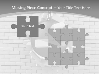 A Ball Is Breaking Through A Brick Wall PowerPoint Template