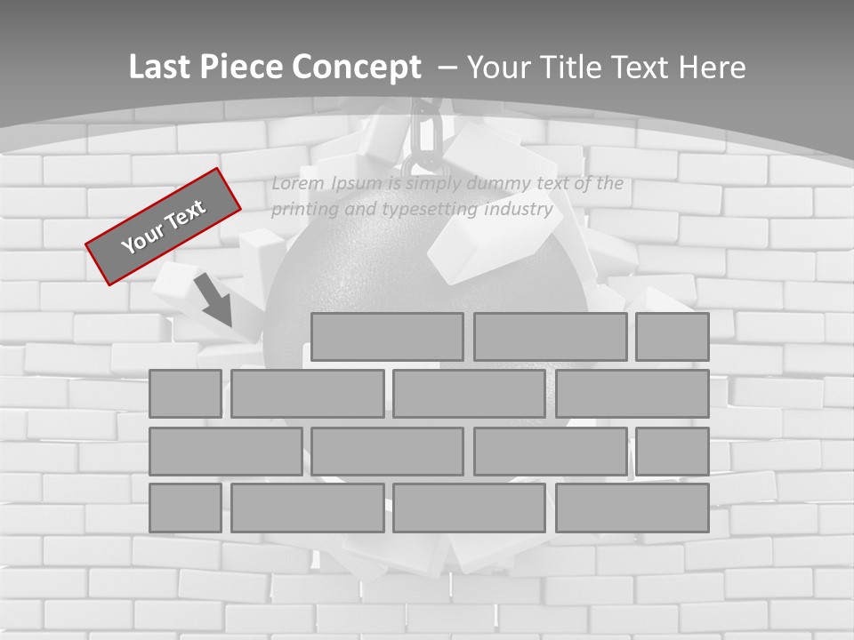 A Ball Is Breaking Through A Brick Wall PowerPoint Template