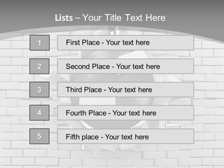 A Ball Is Breaking Through A Brick Wall PowerPoint Template