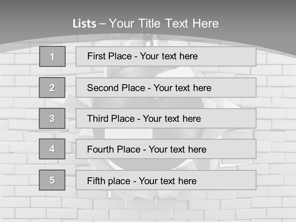 A Ball Is Breaking Through A Brick Wall PowerPoint Template