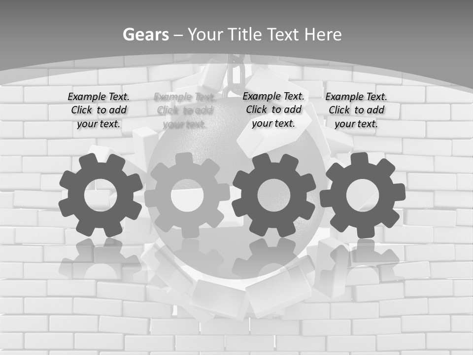 A Ball Is Breaking Through A Brick Wall PowerPoint Template