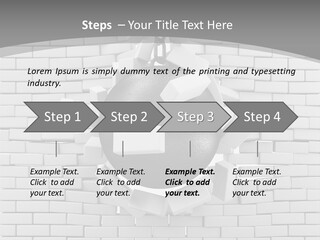 A Ball Is Breaking Through A Brick Wall PowerPoint Template