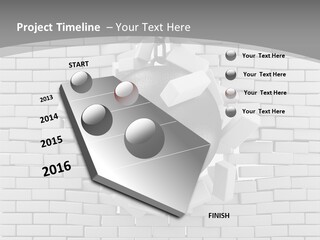 A Ball Is Breaking Through A Brick Wall PowerPoint Template