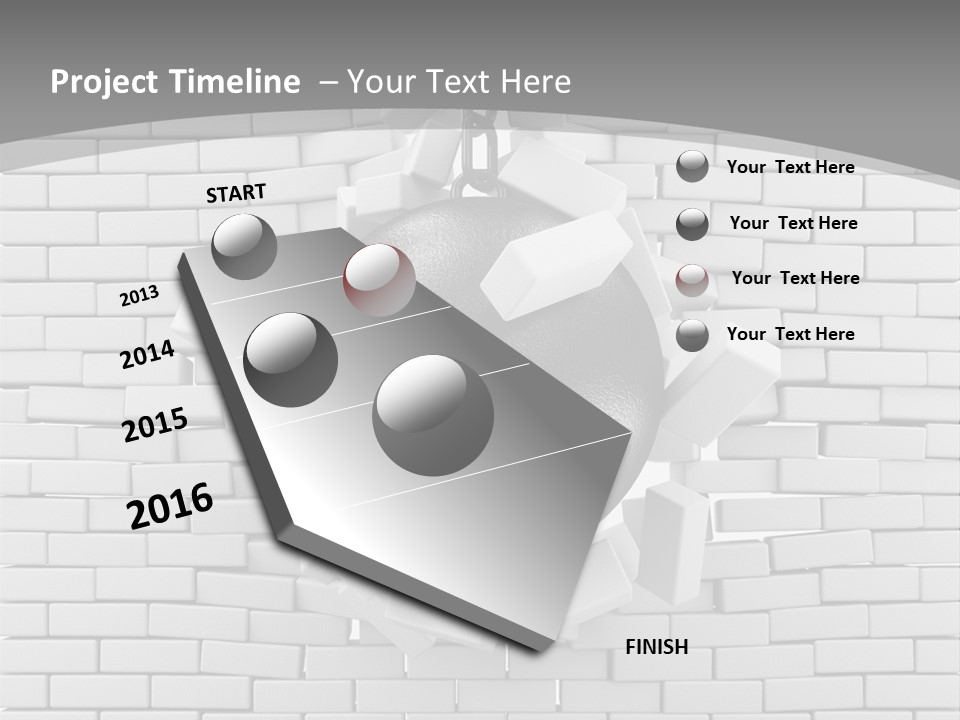 A Ball Is Breaking Through A Brick Wall PowerPoint Template