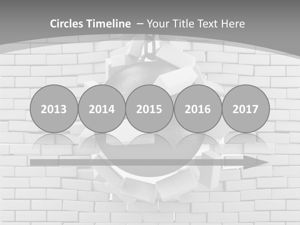 A Ball Is Breaking Through A Brick Wall PowerPoint Template