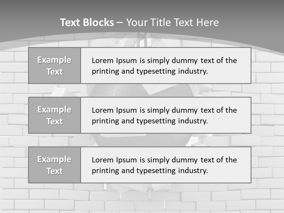 A Ball Is Breaking Through A Brick Wall PowerPoint Template