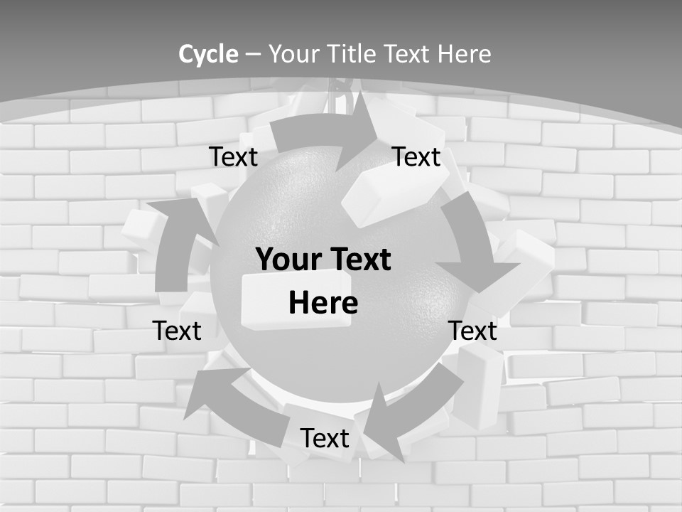 A Ball Is Breaking Through A Brick Wall PowerPoint Template