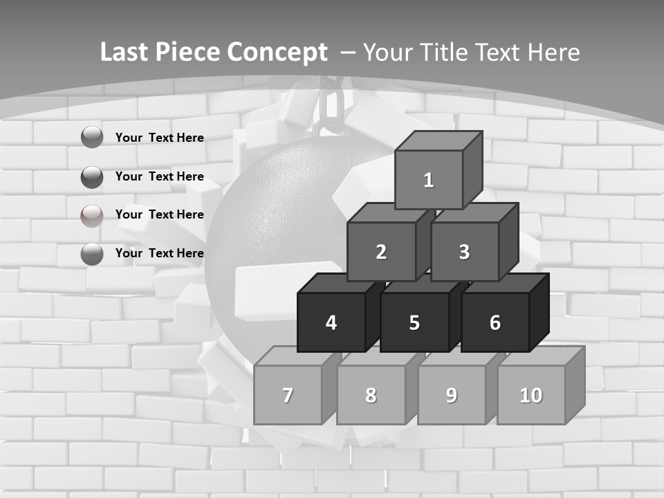 A Ball Is Breaking Through A Brick Wall PowerPoint Template