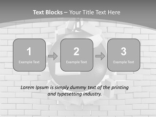 A Ball Is Breaking Through A Brick Wall PowerPoint Template