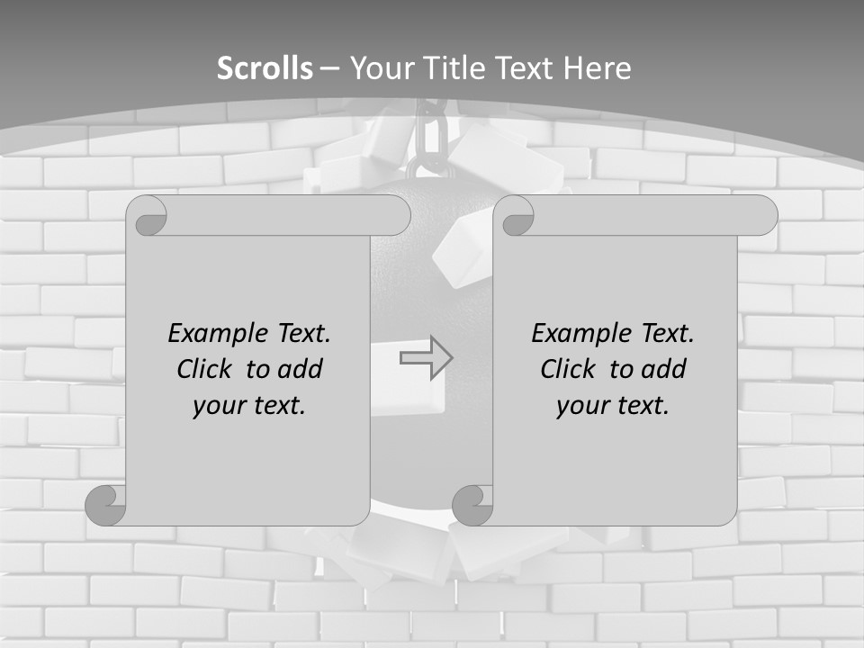 A Ball Is Breaking Through A Brick Wall PowerPoint Template