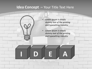 A Ball Is Breaking Through A Brick Wall PowerPoint Template