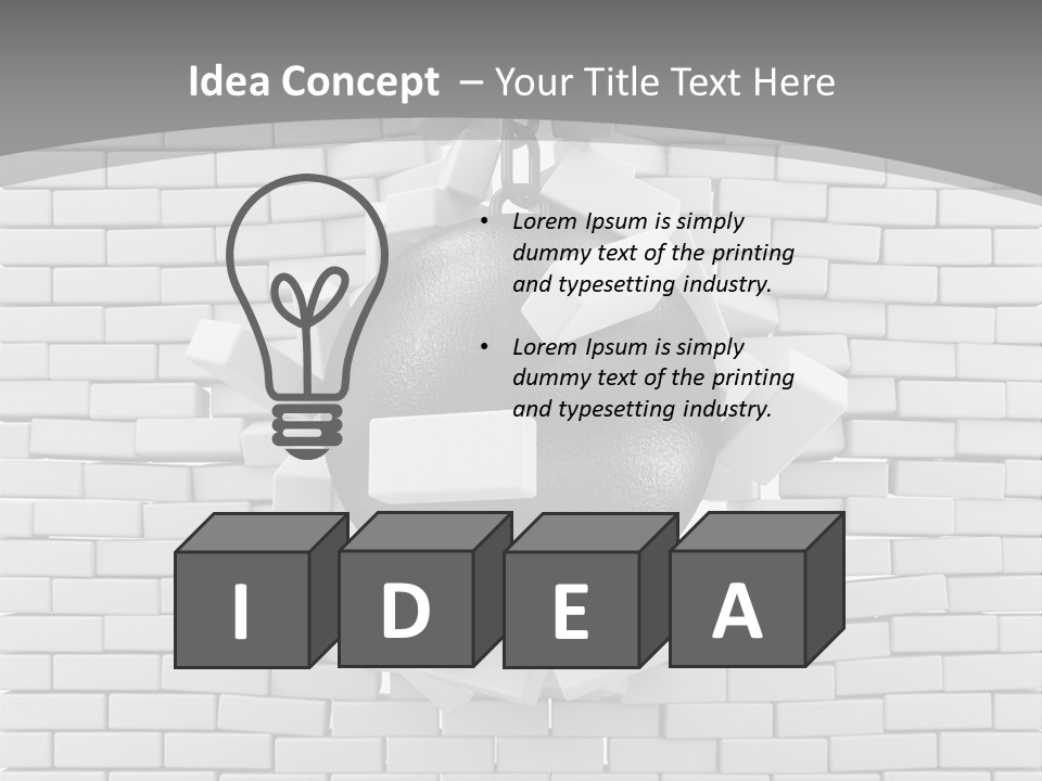 A Ball Is Breaking Through A Brick Wall PowerPoint Template