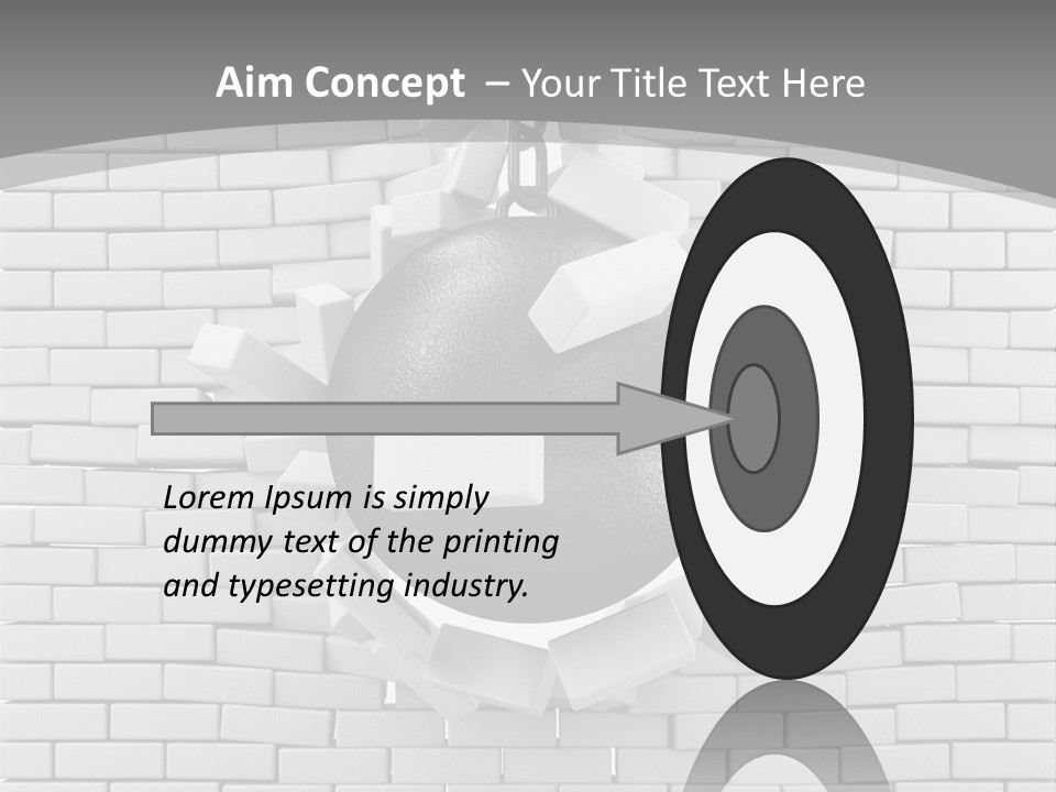 A Ball Is Breaking Through A Brick Wall PowerPoint Template