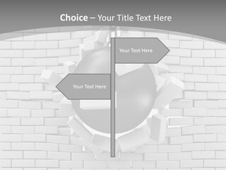 A Ball Is Breaking Through A Brick Wall PowerPoint Template