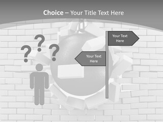 A Ball Is Breaking Through A Brick Wall PowerPoint Template