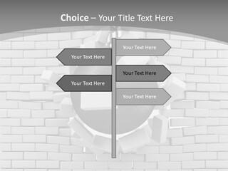 A Ball Is Breaking Through A Brick Wall PowerPoint Template