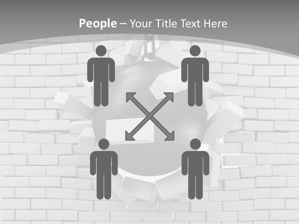 A Ball Is Breaking Through A Brick Wall PowerPoint Template