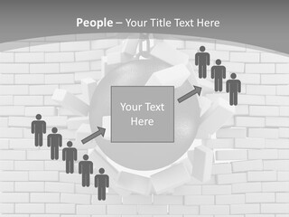 A Ball Is Breaking Through A Brick Wall PowerPoint Template