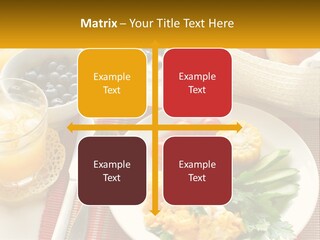 A Plate Of Food On A Table With A Glass Of Orange Juice PowerPoint Template