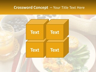 A Plate Of Food On A Table With A Glass Of Orange Juice PowerPoint Template