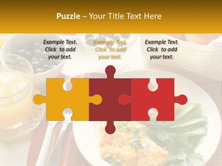 A Plate Of Food On A Table With A Glass Of Orange Juice PowerPoint Template