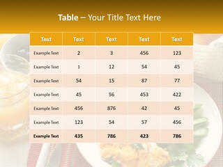 A Plate Of Food On A Table With A Glass Of Orange Juice PowerPoint Template