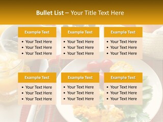 A Plate Of Food On A Table With A Glass Of Orange Juice PowerPoint Template