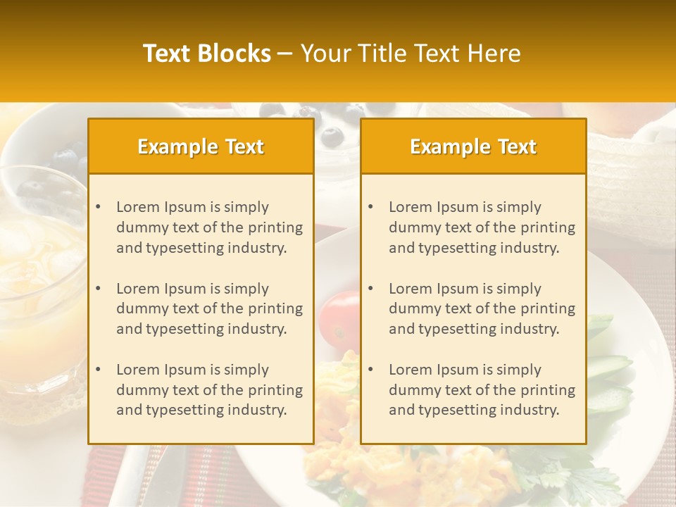A Plate Of Food On A Table With A Glass Of Orange Juice PowerPoint Template