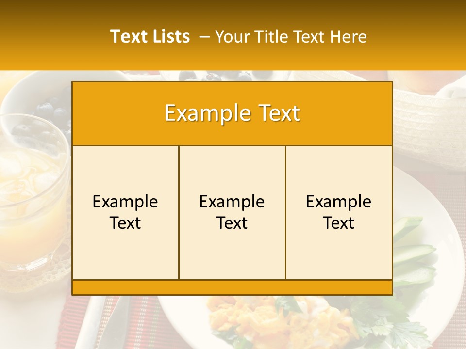 A Plate Of Food On A Table With A Glass Of Orange Juice PowerPoint Template