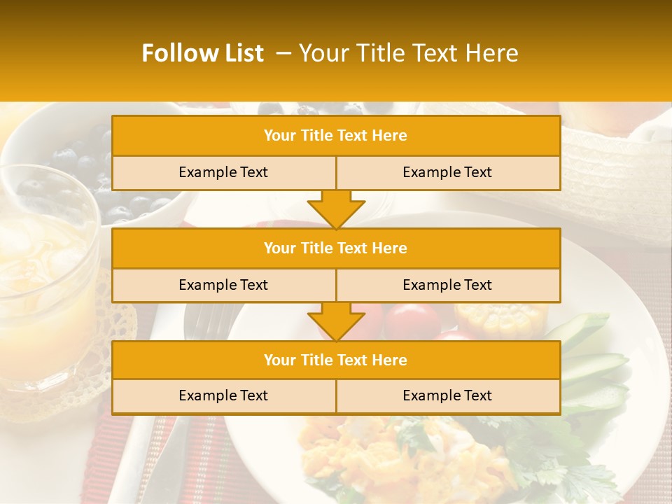 A Plate Of Food On A Table With A Glass Of Orange Juice PowerPoint Template