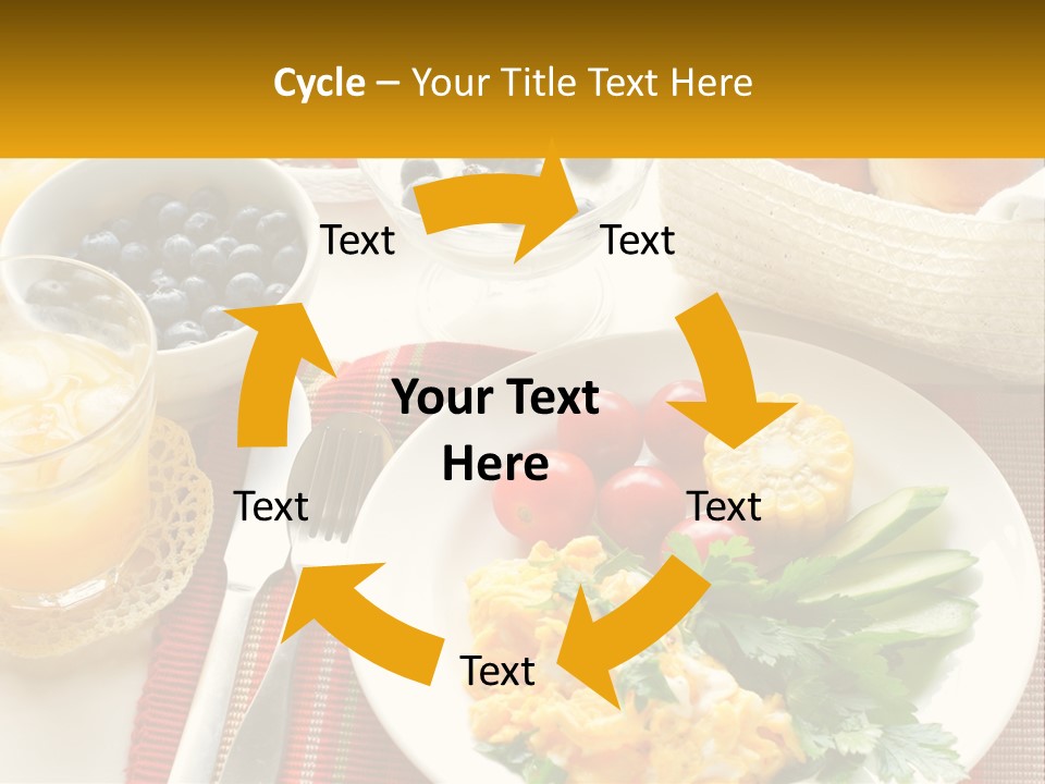 A Plate Of Food On A Table With A Glass Of Orange Juice PowerPoint Template