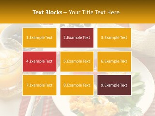 A Plate Of Food On A Table With A Glass Of Orange Juice PowerPoint Template