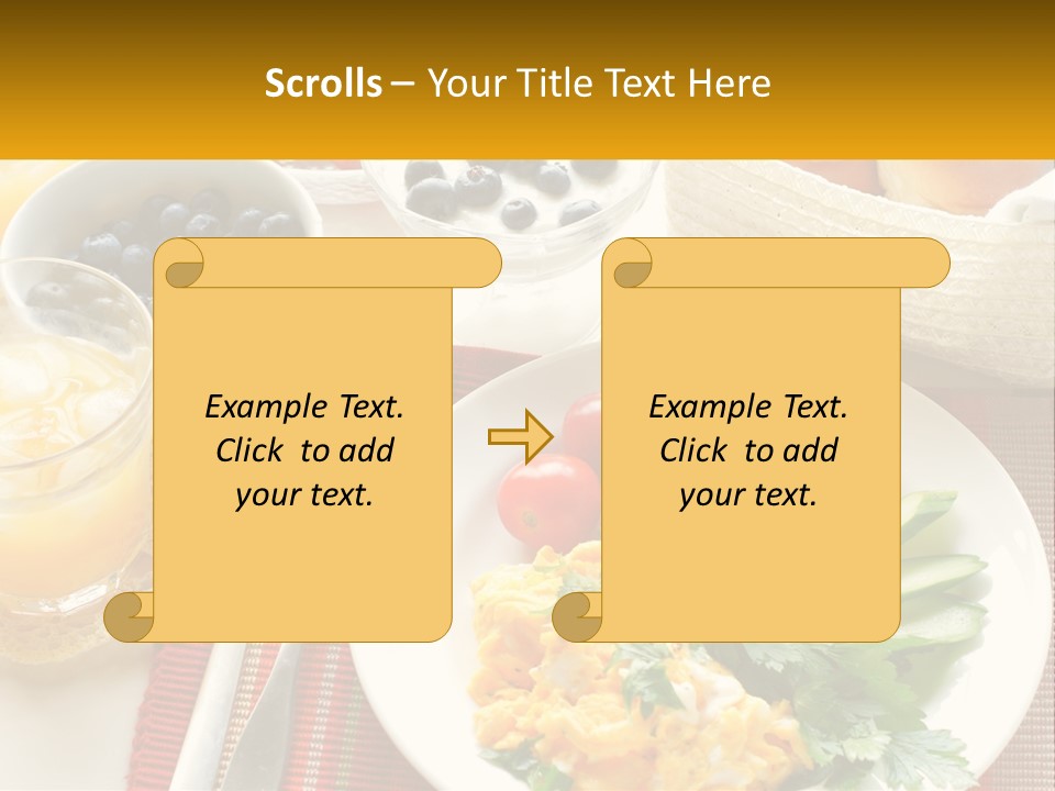A Plate Of Food On A Table With A Glass Of Orange Juice PowerPoint Template