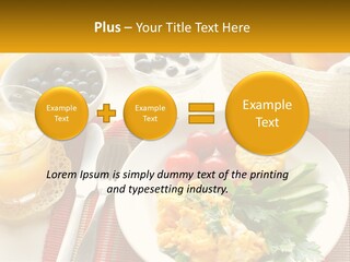 A Plate Of Food On A Table With A Glass Of Orange Juice PowerPoint Template