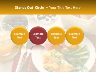 A Plate Of Food On A Table With A Glass Of Orange Juice PowerPoint Template