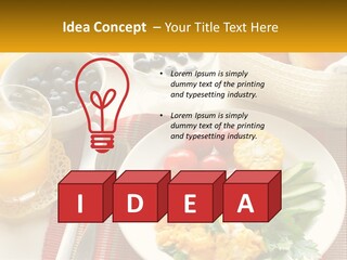 A Plate Of Food On A Table With A Glass Of Orange Juice PowerPoint Template