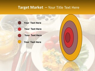 A Plate Of Food On A Table With A Glass Of Orange Juice PowerPoint Template