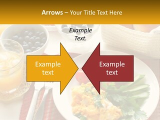 A Plate Of Food On A Table With A Glass Of Orange Juice PowerPoint Template