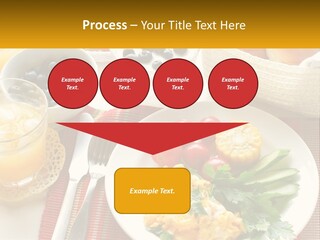 A Plate Of Food On A Table With A Glass Of Orange Juice PowerPoint Template