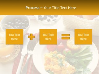 A Plate Of Food On A Table With A Glass Of Orange Juice PowerPoint Template