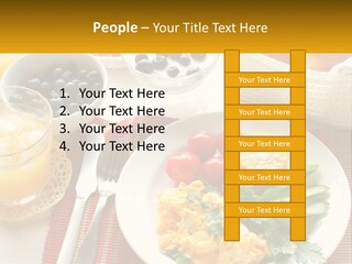A Plate Of Food On A Table With A Glass Of Orange Juice PowerPoint Template