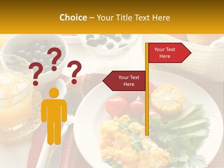 A Plate Of Food On A Table With A Glass Of Orange Juice PowerPoint Template