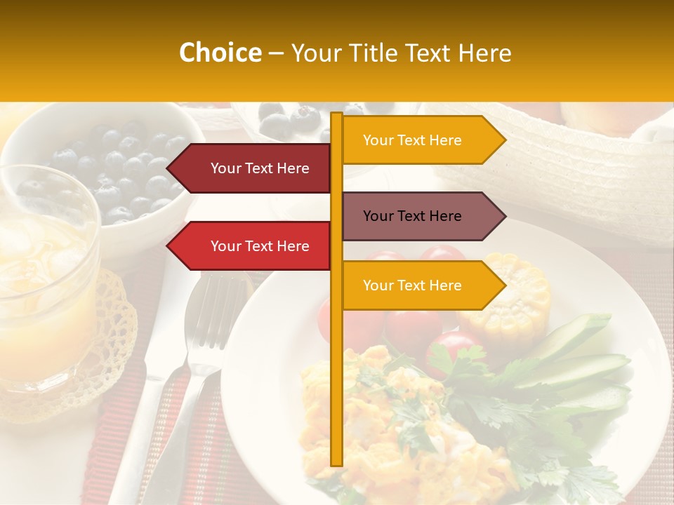 A Plate Of Food On A Table With A Glass Of Orange Juice PowerPoint Template