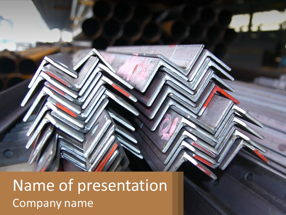 A Bunch Of Metal Bars Stacked On Top Of Each Other PowerPoint Template