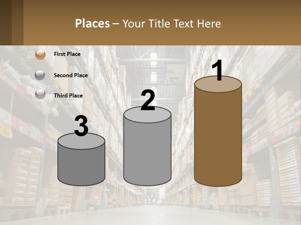 A Large Warehouse Filled With Lots Of Boxes PowerPoint Template