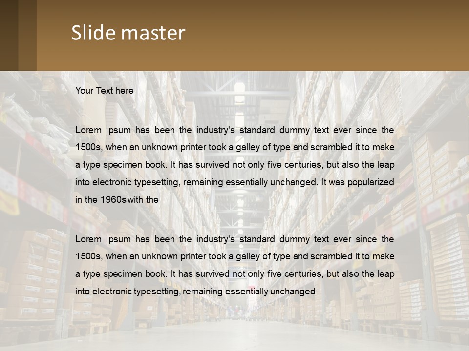 A Large Warehouse Filled With Lots Of Boxes PowerPoint Template