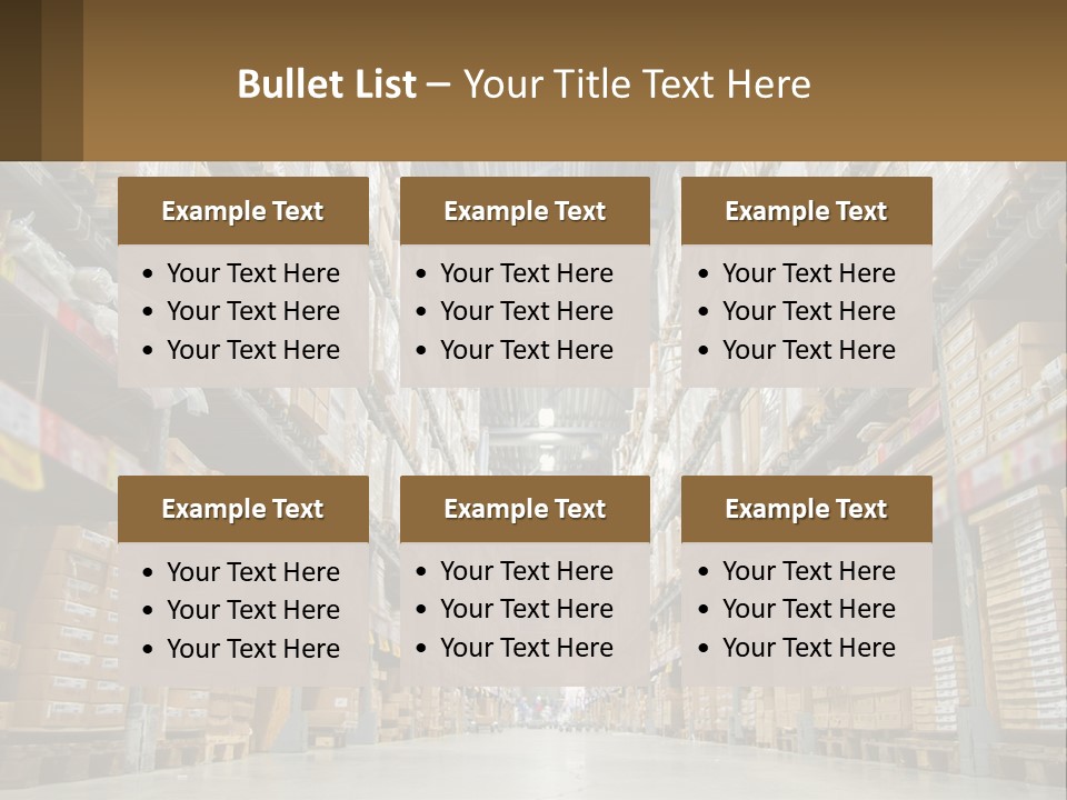 A Large Warehouse Filled With Lots Of Boxes PowerPoint Template