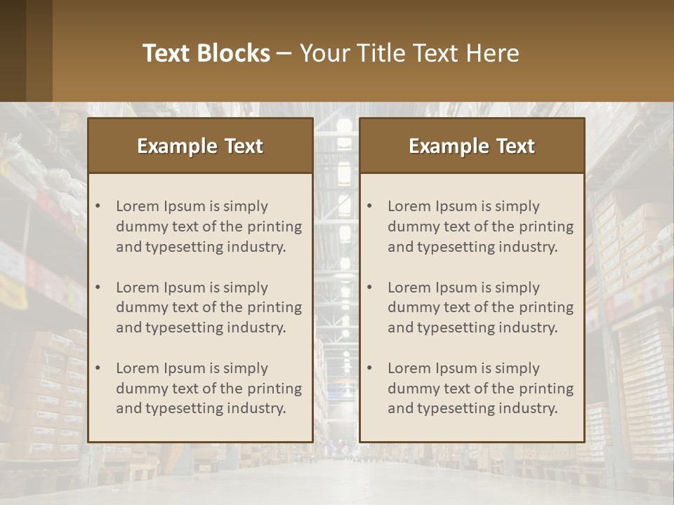 A Large Warehouse Filled With Lots Of Boxes PowerPoint Template