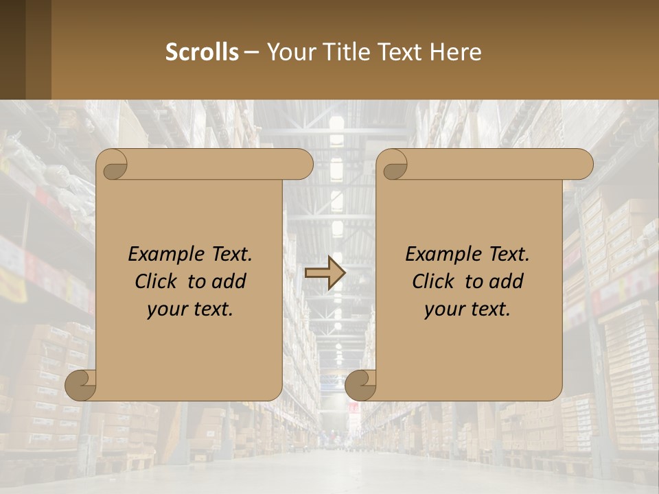 A Large Warehouse Filled With Lots Of Boxes PowerPoint Template