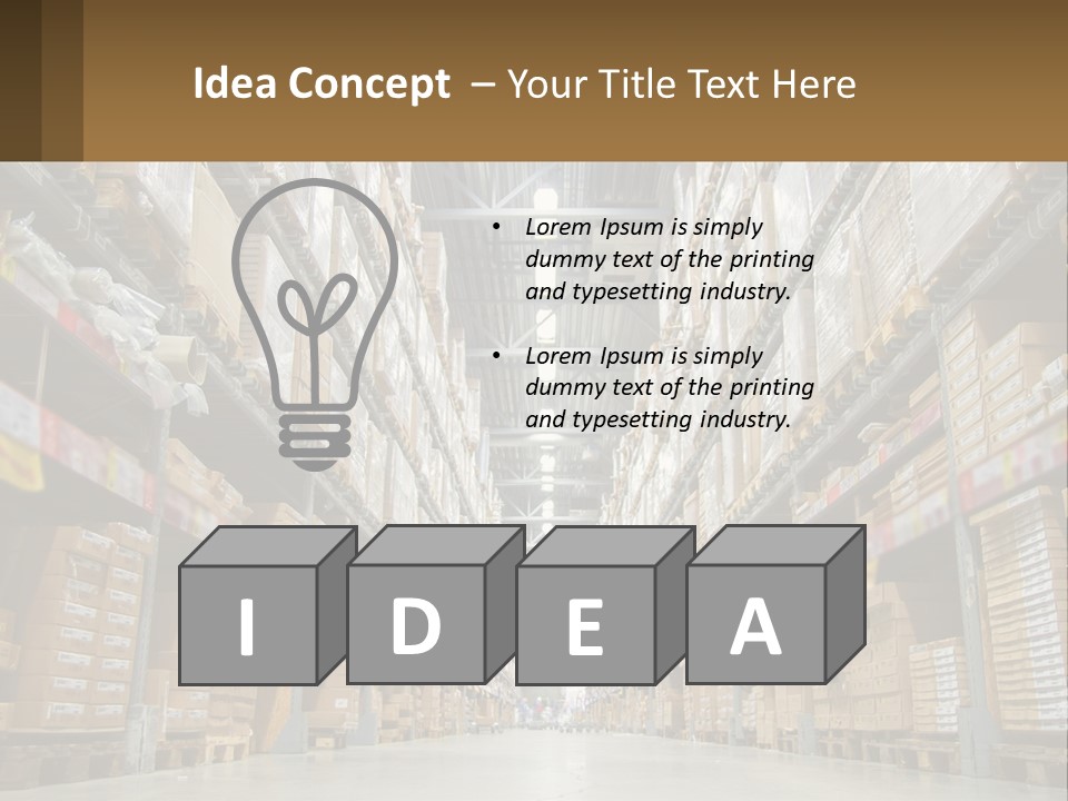 A Large Warehouse Filled With Lots Of Boxes PowerPoint Template
